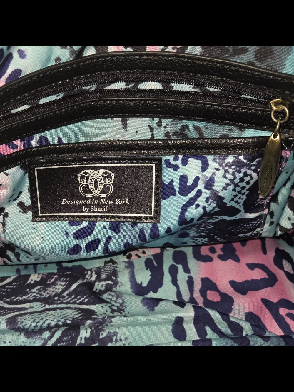 Sharif Black And Grey Patchwork Leather Tote Bag